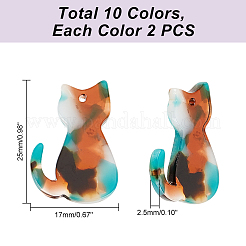20Pcs 10 Colors Opaque Cellulose Acetate(Resin) Pendants&nbsp;RESI-PH0001-82