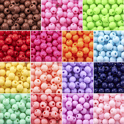 15色の不透明なアクリルビーズ  ラウンド  ミックスカラー  6x5mm  穴：1.8mm  約60PCS /カラー&nbsp;MACR-TA0001-69