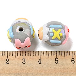 手描きのアクリルとエナメルビーズ  漫画  ミックスカラー  15x17~18.5x18~20.5mm  穴：2.7mm&nbsp;MACR-D031-05