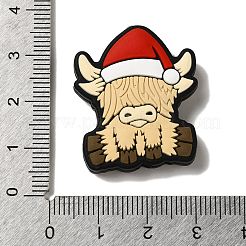 クリスマスシリーズ シリコンビーズ  乳白色  牛  30.5x25.5x7.5mm  穴：2mm&nbsp;SIL-S006-01C