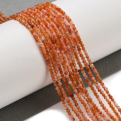 天然石カーネリアンビーズ連売り  多面カット  ラウンド  2mm  穴：0.8mm  約190個/連  16インチ&nbsp;X-G-A129-A01-01