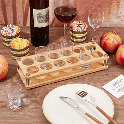 12-Hole Bamboo Glass Holder Display Racks&nbsp;ODIS-WH0061-08B