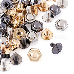 鉄ネジ18色3セット  合金ナット付き  六角  ミックスカラー  9x8x6mm  穴：2.5mm  6セット/カラー&nbsp;FIND-TA0006-28B