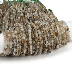 天然石グリーンルチルクォーツビーズ連売り  多面カット  キューブ  4.5x4.5x4.5mm  穴：0.8mm  約80~83個/連  15.08~15.16''（38.3~38.5センチメートル）&nbsp;LS-G-RM2025-C38-C