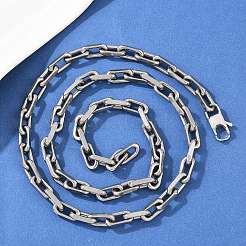7.5mm 304ステンレススチールペーパークリップチェーンネックレス  変色しない  ステンレス鋼色  27.83インチ（70.7cm）&nbsp;NJEW-Z105-01P