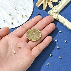 20 個 2 色真鍮つぶし玉  ロンデル  ゴールデン＆シルバー  4.3x3.1x2.5mm  穴：0.8mm  10個/カラー&nbsp;KK-CJ0001-92