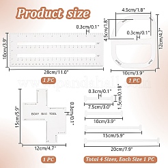 カスタムアクリルテンプレート定規  箱型バッグツール  縫製用具  長方形  透明  280x100x2.5mm  1 PC&nbsp;DIY-PH0023-94