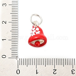 クリスマステーマの合金エナメルペンダント  丸カン付き  鐘  15.5x11x10mm  穴：5mm&nbsp;LS-FIND-I063-01L