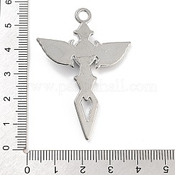 クロス合金ラインストーンチャーム  アンティークシルバー  ジェット  52x36x5mm  穴：3.5mm&nbsp;FIND-U006-15P-02