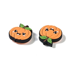 ハロウィンテーマのシリコンフォーカルビーズ  カボチャ  カボチャ  30x28x9.5mm  穴：2mm&nbsp;SIL-M005-06