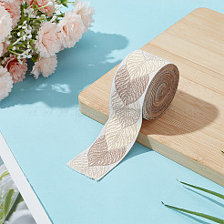 Polyester Jacquard Leaf Ribbon for Garment Accessories&nbsp;OCOR-WH0097-23D