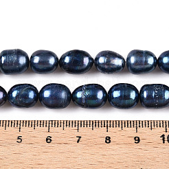 天然養殖淡水パールビーズ連売り  染め  ライス  マリンブルー  9~11.5x8~8.5mm  穴：0.7~0.8mm  約34~35個/連  13.78インチ（35cm）&nbsp;PEAR-N012-08L-01