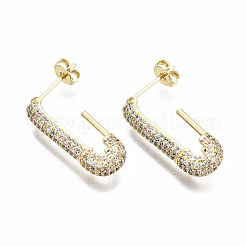 Brass Micro Pave Clear Cubic Zirconia Half Hoop Earrings&nbsp;EJEW-T046-19G-NF