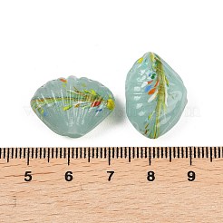 手作りランプワークビーズ  シェル形状  ターコイズ  16~17x22.5~23x9.5mm  穴：1.6mm&nbsp;LS-LAMP-K047-02D