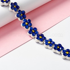 手作り磁器の花のビーズ連売り  手描きの陶器ビーズ  ブルー  16.5~17x17~17.5x7.5~7.8mm  穴：1.6~1.8mm  約20個/連  12.56~12.68インチ（31.9~32.2cm）&nbsp;PORC-F003-01G