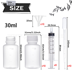 DIYキット  プラスチック液体試薬ボトル付き  ラベルシールステッカー  プラスチック漏斗ホッパー  ピペットドロッパーとディスペンシングシリンジ  透明  37x6~37mm  穴：2mm  容量：1~30ミリリットル&nbsp;DIY-BC0002-22