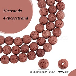 合成溶岩岩ビーズ連売り  染め  ラウンド  ココナッツブラウン  8~8.5mm  穴：1mm  約47個/連  14.96インチ（38cm）&nbsp;G-S277-8mm-02