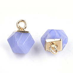 Electroplate Natural White Jade Star Cut Round Charms&nbsp;G-S344-08C