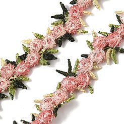 ポリエステルフラワーレースリボン  ウェディングドレスの装飾用の花飾り  ピンク  5/8~3/4インチ（17~19mm）  約15.00ヤード（13.72m）/ pc&nbsp;OCOR-WH0070-77G
