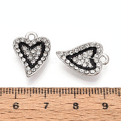 合金ラインストーンペンダント  エナメル  ハートチャーム  プラチナ  18.5x13x3.5mm  穴：1.8~2mm&nbsp;FIND-N012-03P