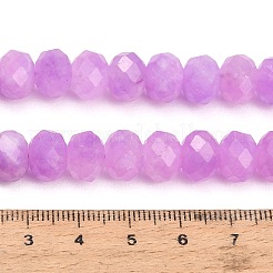 ファセットカットされた染色済みの天然白翡翠ビーズの連  ロンデル  蘭  9.5~10x7.5~8.5mm  穴：1mm  約47~50個/連  14.76~15.16''（37.5~38.5センチメートル）&nbsp;GG-CBAE966-01B-S