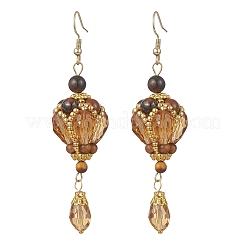 Natural Tiger Eye & Natural Lapis Lazuli & Natural Amethyst & Glass Beaded Dangle Earrings&nbsp;EJEW-MZ00686