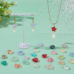 120Pcs 3 Styles Gradient Color Baking Paint Transparent Glass Star & Heart & Butterfly Connector Charms&nbsp;PALLOY-AR00029