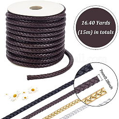 Puイミテーションレザー編組コード  キーホルダー用  ラウンド  ココナッツブラウン  7x6mm  約16.40ヤード（15m）/ロール&nbsp;WL-WH0003-14D