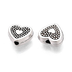 チベット風合金ビーズ  ハート  アンティークシルバー  8x9x4mm  穴：1.6mm&nbsp;TIBEB-T005-04AS
