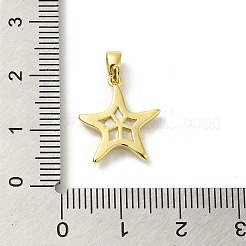 スナップオンベイル付き真鍮パヴェ天然ホワイトシェルペンダント  14KGP本金メッキ  スター  16x14.5x2.5mm  穴：4.5x3mm&nbsp;KK-D095-03A-G