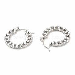 変色しない304ステンレススチールカーブチェーンシェイプスタッドピアス（女性用）  ステンレス鋼色  20x22x2mm  ピン：0.7mm&nbsp;EJEW-F283-02P