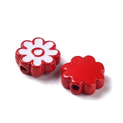塗装合金ビーズをスプレー  エナメル  花  ホワイト  10x3.5mm  穴：1.4mm&nbsp;PALLOY-H134-57