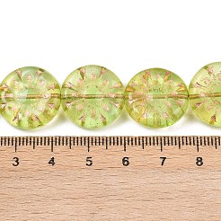 チェコ産プレスガラスビーズ  フラットラウンド  薄緑  18x5.5mm  穴：0.8mm  約30個/袋&nbsp;GLAA-I061-47