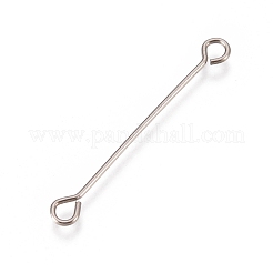 変色しない304ステンレススチール製アイピン  ピアノ線9ピン  ステンレス鋼色  26x3x0.5mm  穴：1.7mm&nbsp;STAS-L247-007C-P