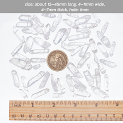 1連売り天然クリスタルビーズ連売り  チップ  15~45x4~11x4~7mm  穴：1mm  15.3インチ〜15.7インチ（39~40cm）&nbsp;G-OC0002-49