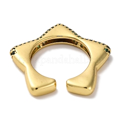 Rack Plating Star Brass Cubic Zirconia Open Cuff Rings for Women&nbsp;RJEW-S242-02G-A