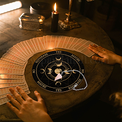 Ahademaker diy wiccan 祭壇用品キット  コーン天然ローズクォーツペンダント付き  304ステンレススチールアズキチェーンネックレスと木製振り子ボード  月の満ち欠けの模様  3個/セット&nbsp;AJEW-GA0004-66F