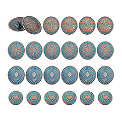 24Pcs 4 Styles 1-Hole Zinc Alloy Shank Buttons&nbsp;BUTT-PH0001-60