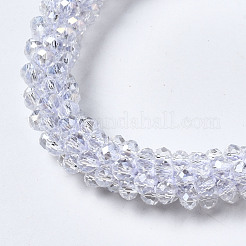 ファセット透明ガラスビーズストレッチブレスレット  虹メッキ  ロンデル  クリアAB  内径：2インチ（5cm）&nbsp;BJEW-S144-002C-06