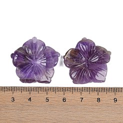 天然アメジストの彫刻ペンダント  花のチャーム  28.5x29.5x5mm  穴：1.2mm&nbsp;X-G-B097-01A-17
