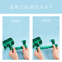 プラスチックpaillette弾性ビーズ  スパンコールビーズ  装飾アクセサリー  3列パレットロール  フラットラウンド  グリーン  25x1.5mm  10 m /ロール&nbsp;PVC-OC0001-01G