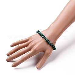 天然マラカイトチップビーズストレッチブレスレット  内径：2インチ（5.2cm）  ビーズ：4.5~10mm&nbsp;BJEW-JB05765-04