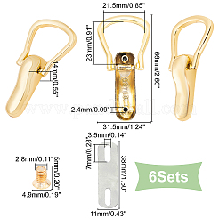 合金パッケージ留め具6セット  鉄ネジ付き  DIYアクセサリー用  ライトゴールド  6.6x3.15x1.4cm  穴：2.4mm&nbsp;PURS-WR0001-06