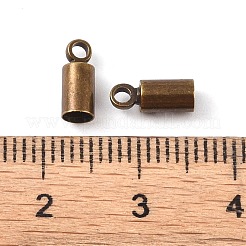 真鍮製コードエンドパーツ  ニッケルフリー  アンティークブロンズ  9x3.5mm  穴：1.5mm  3mm内径&nbsp;EC038-AB-NF