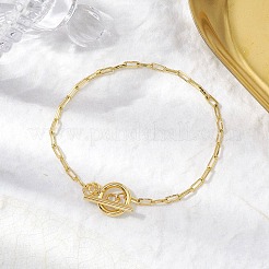 女性用真鍮ペーパークリップチェーンブレスレット  304ステンレススチールトグル留め具付き  ゴールドカラー  7-1/2インチ（19.1cm）&nbsp;BJEW-JB10398