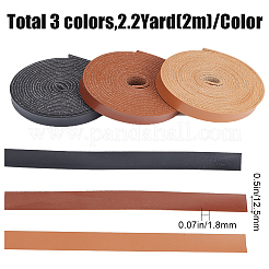 3ロール 3色 PUイミテーションレザーコード  衣類用  フラット  ミックスカラー  12.5x1.8mm  1ロール/色&nbsp;LC-GF0001-07