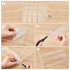 3段アクリル製ネイルポリッシュボトルオーガナイザーディスプレイライザースタンド  透明  31x13.3x11cm&nbsp;ODIS-WH0043-189C