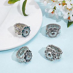 4Pcs 4 Styles Adjustable Alloy Enamel Snap Ring Components&nbsp;RJEW-DR0001-04