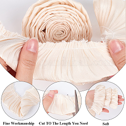 5mの二重層ポリエステルプリーツレースリボン  サテンレーストリム  リネン  2インチ（50mm）&nbsp;OCOR-CY0001-41E