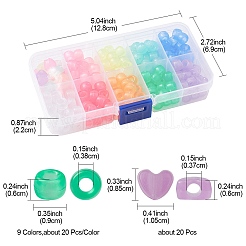 200Pcs 10 Colors Transparent & Luminous Plastic Beads&nbsp;KY-YW0001-50